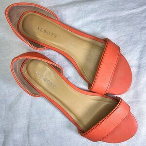 Talbots Leather Slide Slip On d’Orsay Sandals Flats 8M Coral